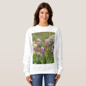 Schönes Lila Iris Blume Blumenstrauß Foto Sweatshirt (Vorne ganz)