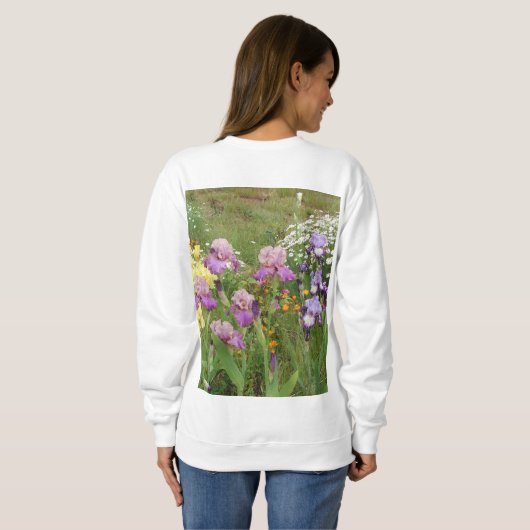 Schönes Lila Iris Blume Blumenstrauß Foto Sweatshirt (Schwarz voll)