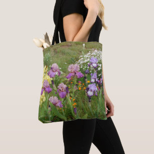 Schönes Lila Iris Blume Blumenstrauß Foto Tasche