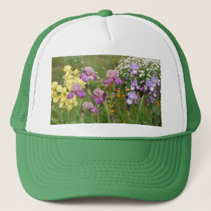 Schönes Lila Iris Blume Blumenstrauß Foto Truckerkappe