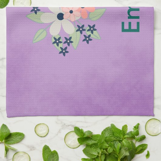 Schönes lila Pergament mit Blume Geschirrtuch (Gefaltet)