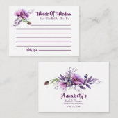 Schönes Lila Poppies Brautparty Hinweiskarte (Vorne/Hinten)