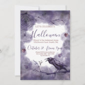 Schönes Lila Raven Halloween-Party Einladung (Vorderseite)