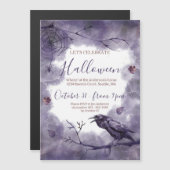 Schönes Lila Raven Halloween-Party Magneteinladung (Vorne/Hinten)