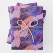 Schönes, Lila rosa Vaporwave-Muster Geschenkpapier Set (Beispiel)