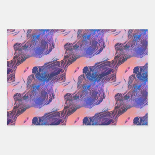 Schönes, Lila rosa Vaporwave-Muster Geschenkpapier Set