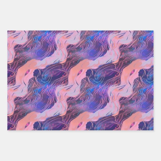 Schönes, Lila rosa Vaporwave-Muster Geschenkpapier Set (Vorderseite)