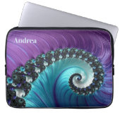 Schönes Lila türkisfarbenes Fraktal Laptopschutzhülle (Vorderseite)