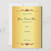 Schönes lila und grün in Gold Einladung (Rückseite)