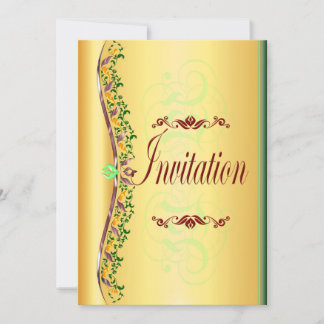 Schönes lila und grün in Gold Einladung