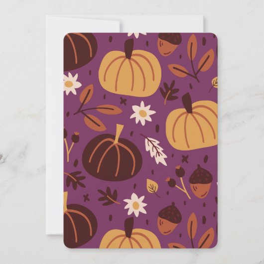 Schönes Lila und Orange Pumpkin Pattern Einladung (Vorderseite)