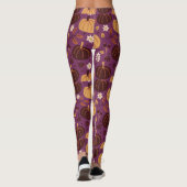 Schönes Lila und Orange Pumpkin Pattern Leggings (Rückseite)