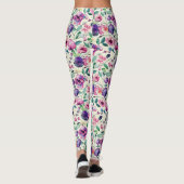 Schönes Lila und rosa Blumenmuster Leggings (Rückseite)