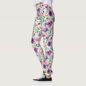 Schönes Lila und rosa Blumenmuster Leggings (Links)