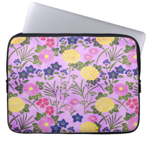 Schönes lila Vintage-Blumenmuster Laptopschutzhülle