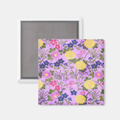 Schönes lila Vintage-Blumenmuster Magnet (Vorderseite/Rückseite)