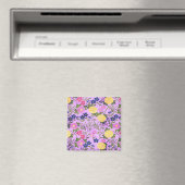 Schönes lila Vintage-Blumenmuster Magnet (In Situ (Geschirrspüler))