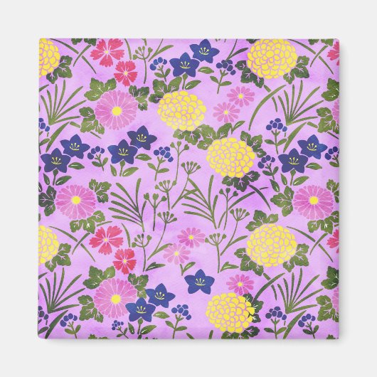 Schönes lila Vintage-Blumenmuster Magnet (Vorne)
