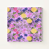 Schönes lila Vintage-Blumenmuster Notizblock (Rückseite)
