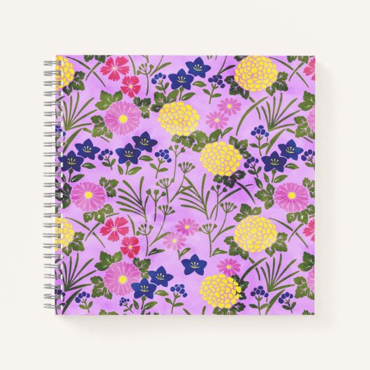 Schönes lila Vintage-Blumenmuster Notizblock (Vorderseite)