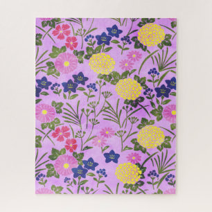 Schönes lila Vintage-Blumenmuster Puzzle