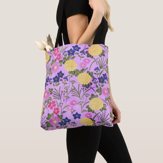 Schönes lila Vintage-Blumenmuster Tasche (Von Nahem)