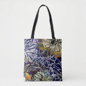 Schönes Lila, weißes, blau-gelbes Blume-Design Tasche (Vorderseite)