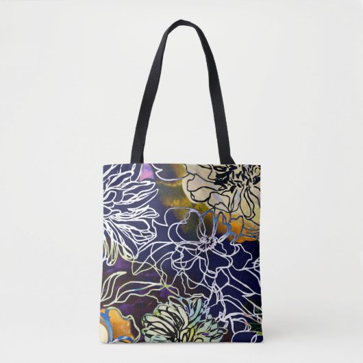 Schönes Lila, weißes, blau-gelbes Blume-Design Tasche (Vorderseite)