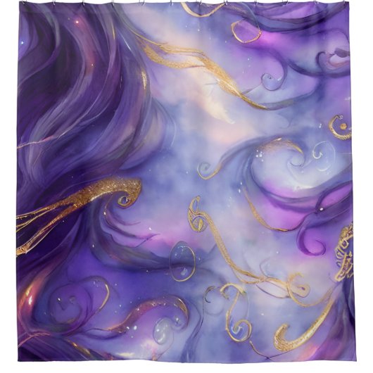 Schönes Lila wirbelloses Muster Duschvorhang (Vorderseite)