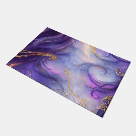 Schönes Lila wirbelloses Muster Fußmatte (Schrägansicht)