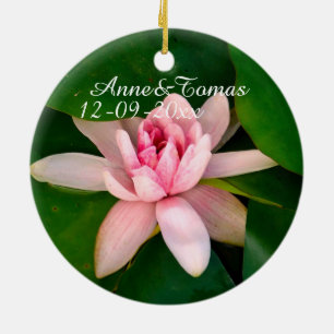 Schönes Lotus Blume Foto Save the Date Keramik Ornament