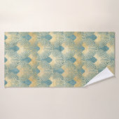 Schönes Lüftermuster, aquamarines Gold, Art-Deco-M Badehandtuch (Badehandtuch)