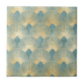 Schönes Lüftermuster, aquamarines Gold, Art-Deco-M Fliese (Vorderseite)