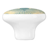 Schönes Lüftermuster, aquamarines Gold, Art-Deco-M Keramikknauf (Seitenansicht)