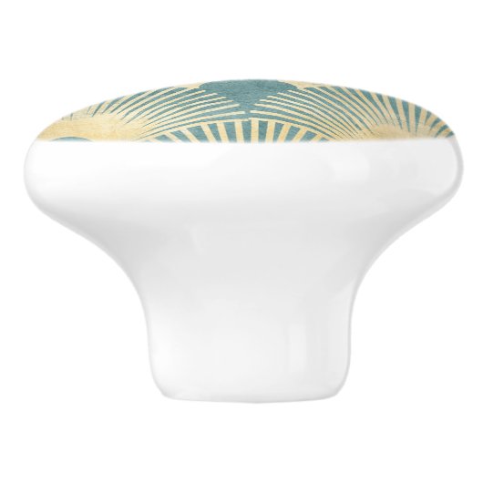 Schönes Lüftermuster, aquamarines Gold, Art-Deco-M Keramikknauf (Seitenansicht)
