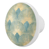 Schönes Lüftermuster, aquamarines Gold, Art-Deco-M Keramikknauf (Rechts)