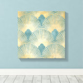 Schönes Lüftermuster, aquamarines Gold, Art-Deco-M Leinwanddruck (Insitu (Holzboden))