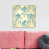 Schönes Lüftermuster, aquamarines Gold, Art-Deco-M Leinwanddruck (Insitu (Wohnzimmer))
