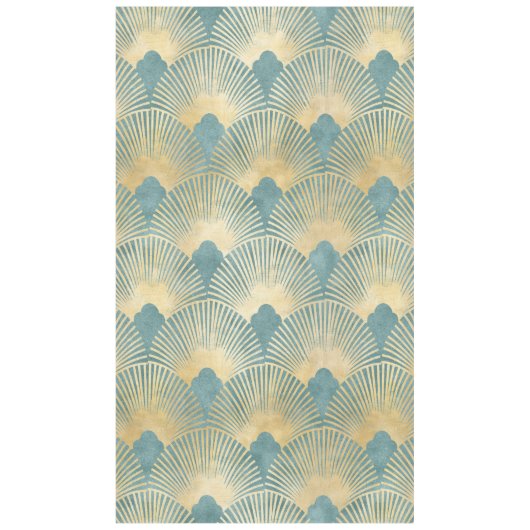Schönes Lüftermuster, aquamarines Gold, Art-Deco-M Tischdecke (Vorderseite)