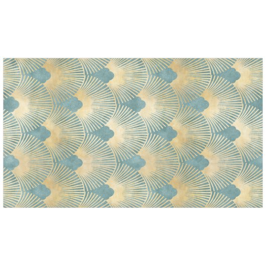 Schönes Lüftermuster, aquamarines Gold, Art-Deco-M Tischdecke (Vorderseite (Horizontal))