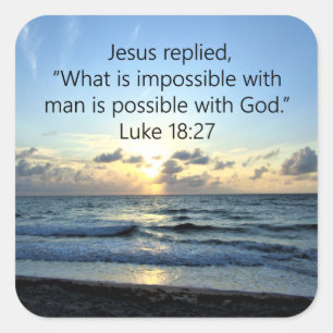 SCHÖNES LUKE 18:27 SONNENREISE QUADRATISCHER AUFKLEBER