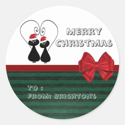 Schönes, lustiges Muster von Santa Cats Runder Aufkleber (Vorderseite)