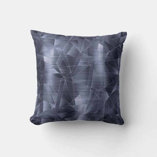 Schönes Luxus Navy Blue Geometrie Muster Kissen (Vorderseite)