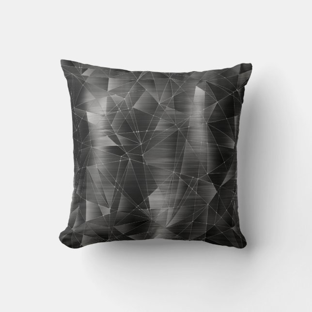 Schönes Luxus Schwarz Silver Geometrie Muster Kissen (Vorderseite)