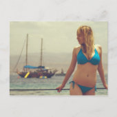 Schönes Mädchen am Strand Postkarte (Vorderseite)