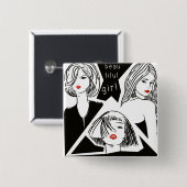 schönes Mädchen Button (Vorne & Hinten)