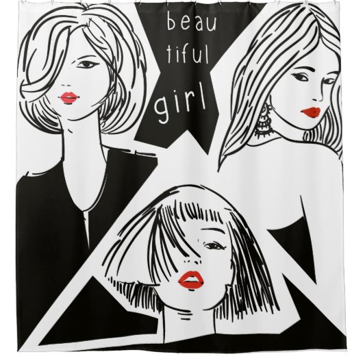 schönes Mädchen Duschvorhang (Vorderseite)