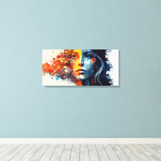 Schönes Mädchen-Gemälde, warme Farben, horizontal Leinwanddruck (Insitu (Holzboden))