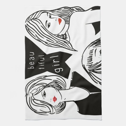 schönes Mädchen Geschirrtuch (Vertikal)