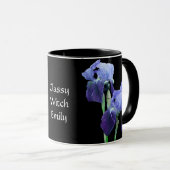 Schönes Mädchen Gesicht blauen Iris Blumenmodeverg Tasse (VorderseiteRechts)